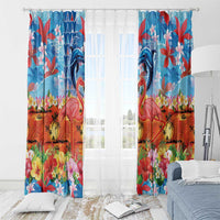 Hawaiian Love-Couple Dolphins and Flamingos Window Curtain LT03 - Polynesian Pride