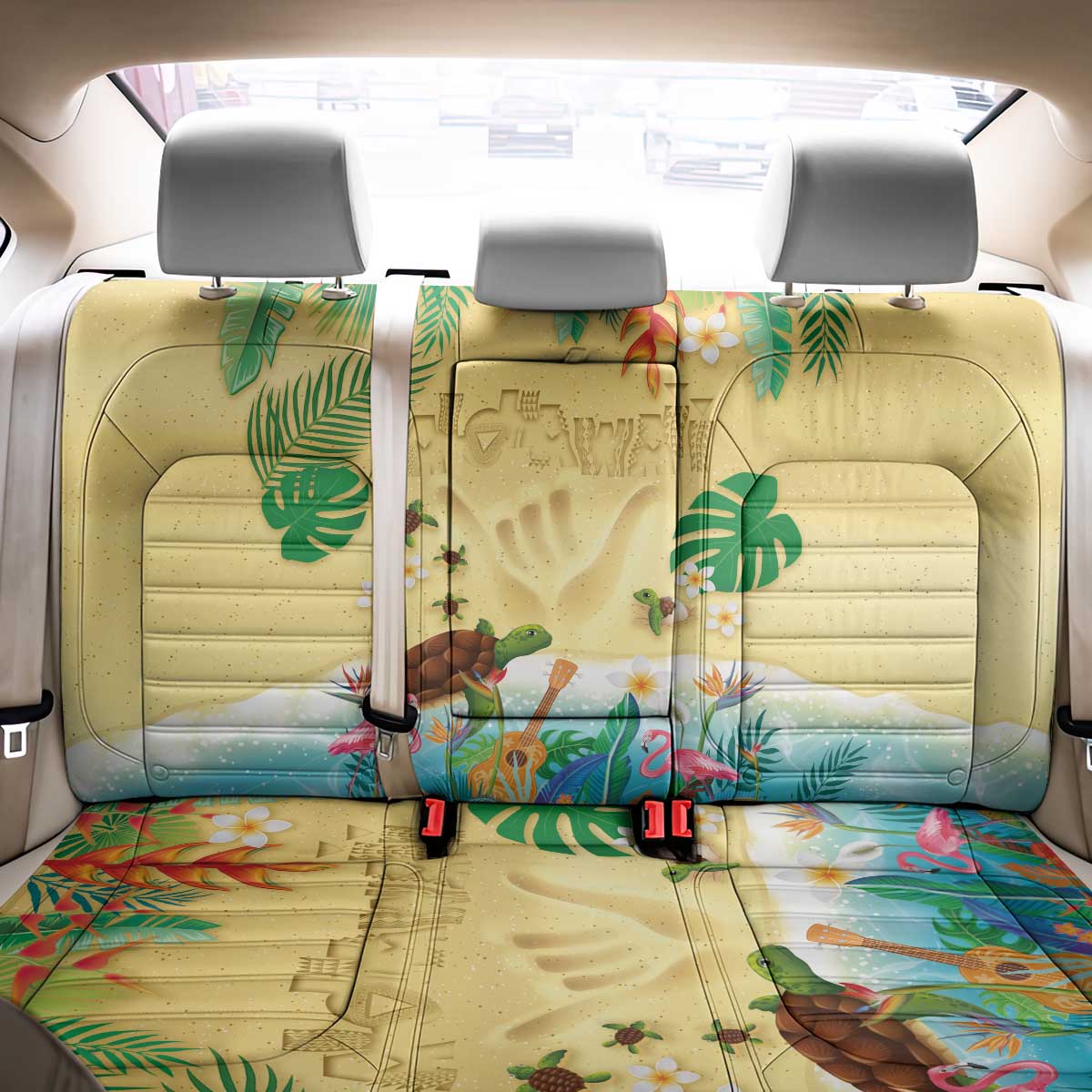Hawaiian Alohawaii Back Car Seat Cover Tropical Plants and Animals on The Beach LT03 - Polynesian Pride