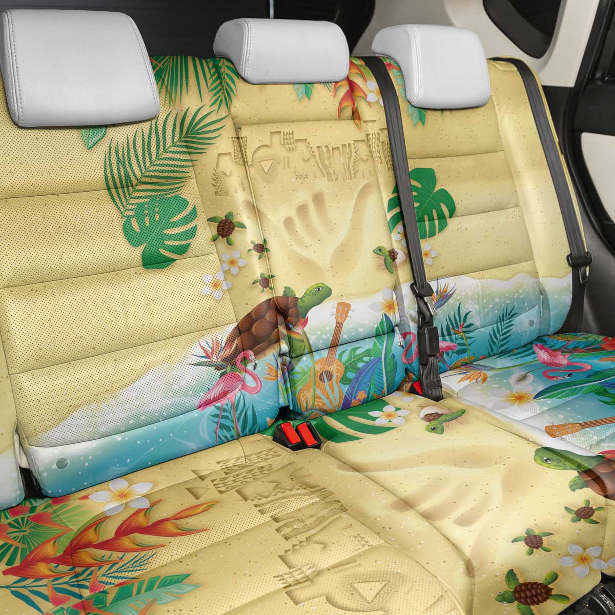 Hawaiian Alohawaii Back Car Seat Cover Tropical Plants and Animals on The Beach LT03 - Polynesian Pride