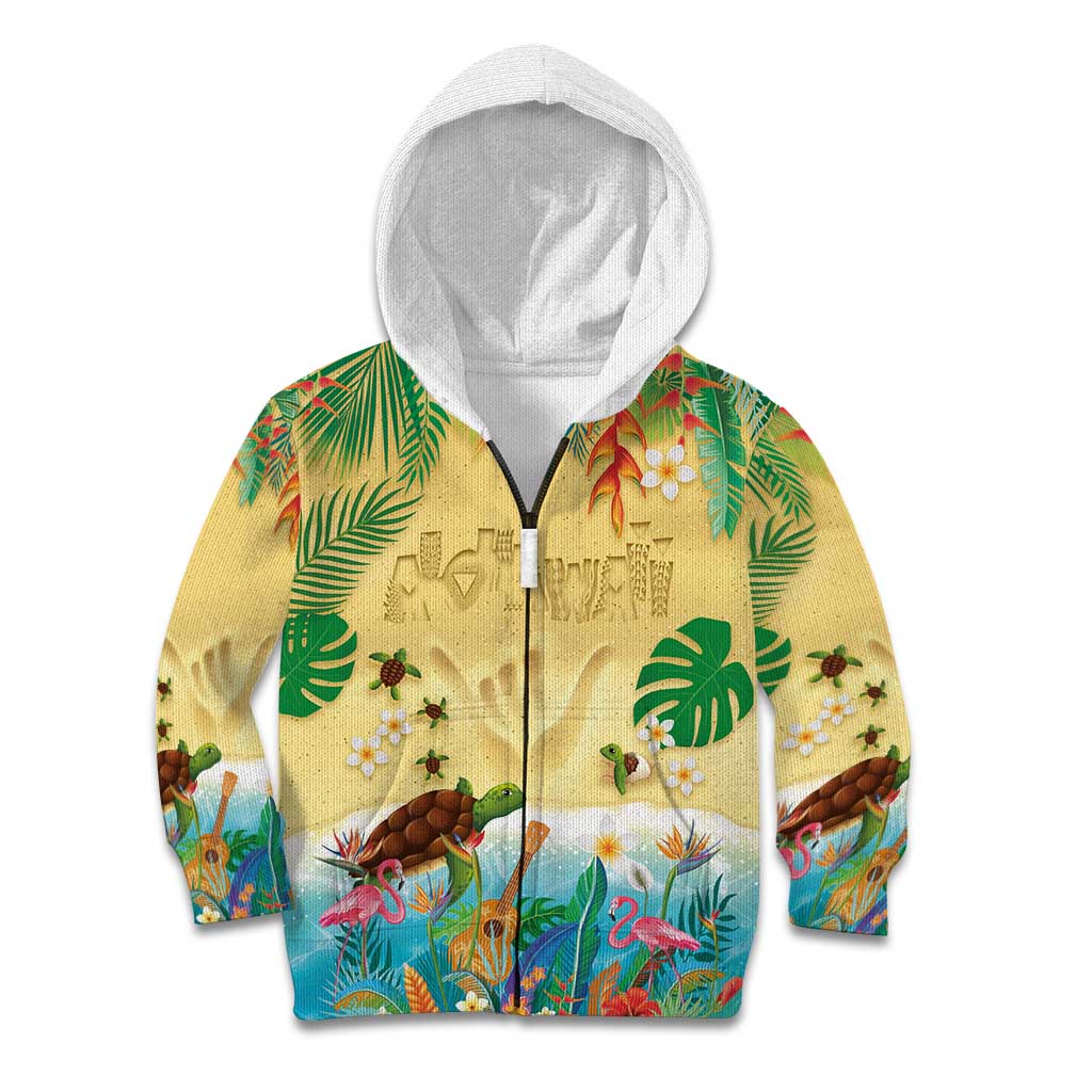 Hawaiian Alohawaii Kid Hoodie Tropical Plants and Animals on The Beach LT03 Zip Hoodie Multicolor - Polynesian Pride