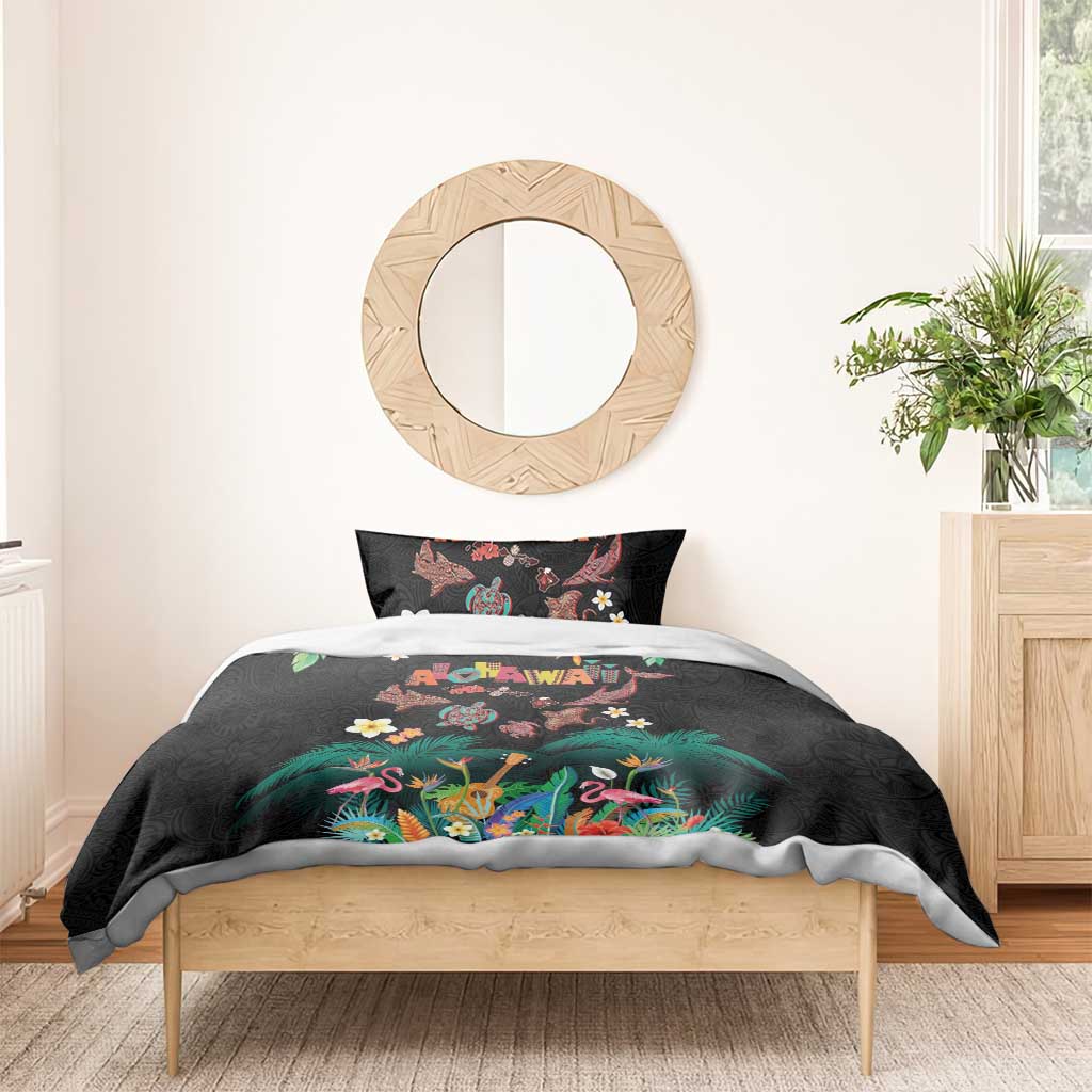 Hawaiian Alohawaii Bedding Set Tribal Sea Animals Tattoo and Tropical Plants LT03 - Polynesian Pride