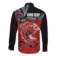 Personalised Aotearoa Toitu Te Tiriti Long Sleeve Button Shirt Taniwha Tribal Motifs LT03 - Polynesian Pride