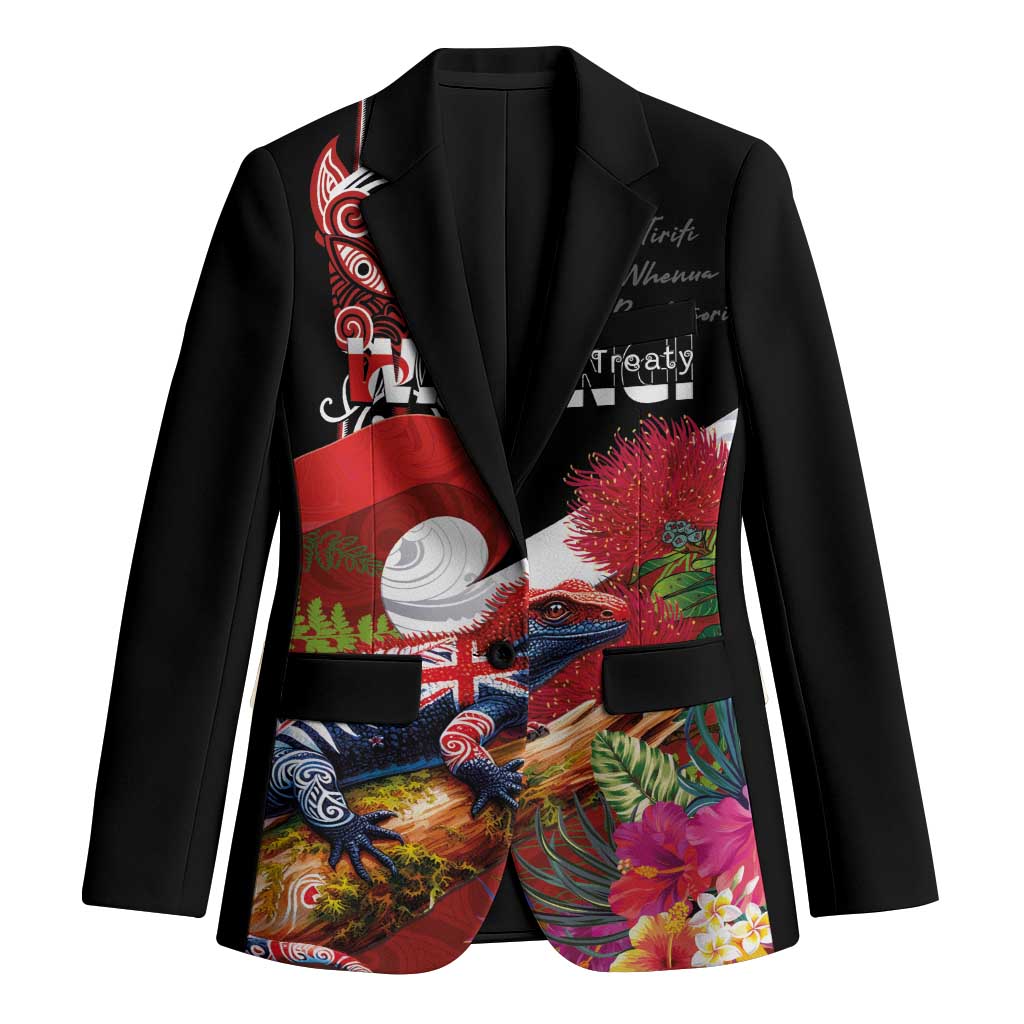 Aotearoa Toitu Te Tiriti Blazer Waitangi-Honour The Treaty NZ Tuatara and Plants LT03 Unisex Multicolor - Polynesian Pride