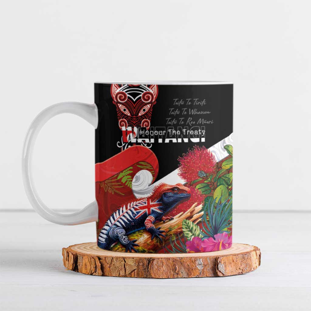 Aotearoa Toitu Te Tiriti Ceramic Mug Waitangi-Honour The Treaty NZ Tuatara and Plants LT03 Multicolor - Polynesian Pride