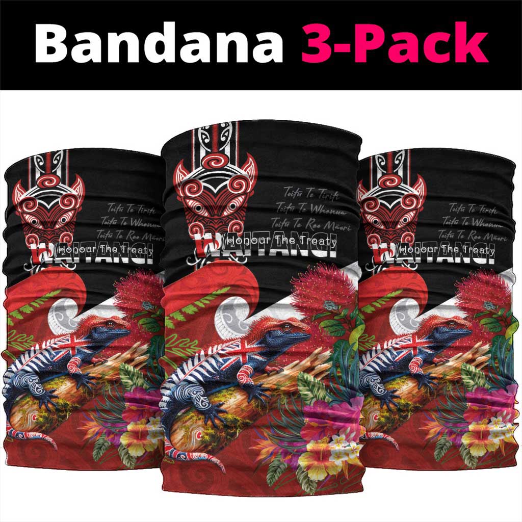 Aotearoa Toitu Te Tiriti Neck Gaiter Waitangi-Honour The Treaty NZ Tuatara and Plants LT03 package One Size: 25*50cm Multicolor - Polynesian Pride