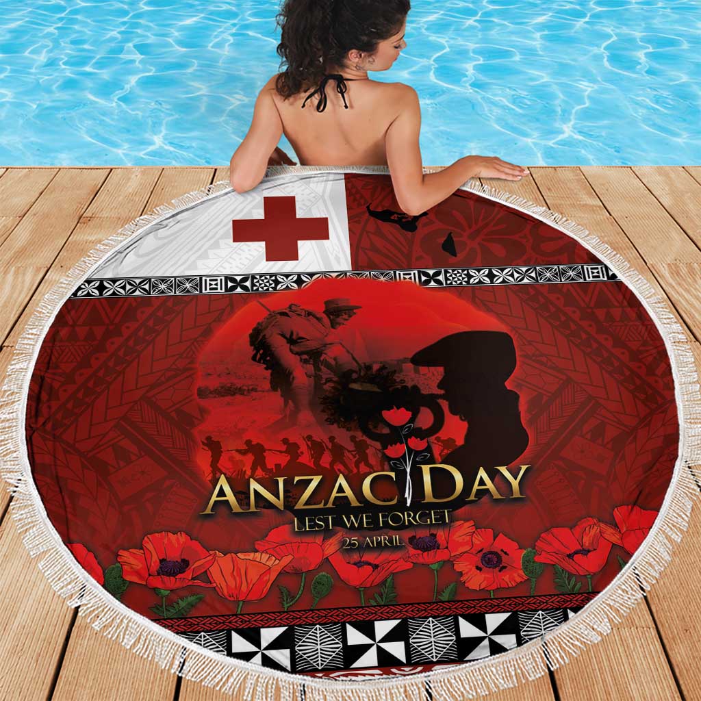 Tonga ANZAC Day Beach Blanket Gallipoli Lest We Forget Ngatu Art Tribal LT03 - Polynesian Pride