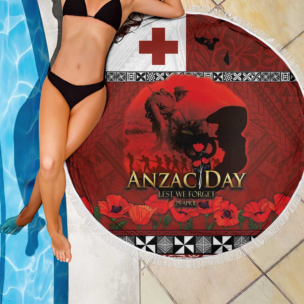 Tonga ANZAC Day Beach Blanket Gallipoli Lest We Forget Ngatu Art Tribal LT03 - Polynesian Pride