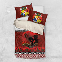 Tonga ANZAC Day Bedding Set Gallipoli Lest We Forget Ngatu Art Tribal LT03 US Twin 172cm x 218cm Red - Polynesian Pride