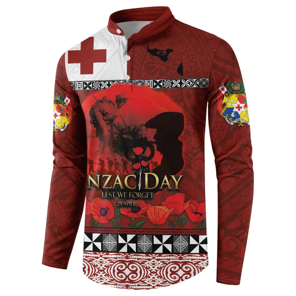 Tonga ANZAC Day Button Sweatshirt Gallipoli Lest We Forget Ngatu Art Tribal LT03 - Polynesian Pride