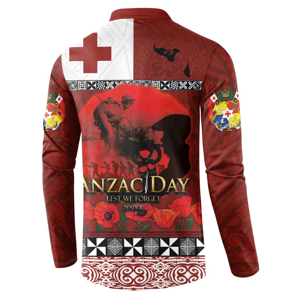 Tonga ANZAC Day Button Sweatshirt Gallipoli Lest We Forget Ngatu Art Tribal LT03 - Polynesian Pride