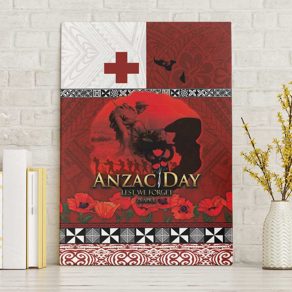 Tonga ANZAC Day Canvas Wall Art Gallipoli Lest We Forget Ngatu Art Tribal LT03 Without Frame Red - Polynesian Pride