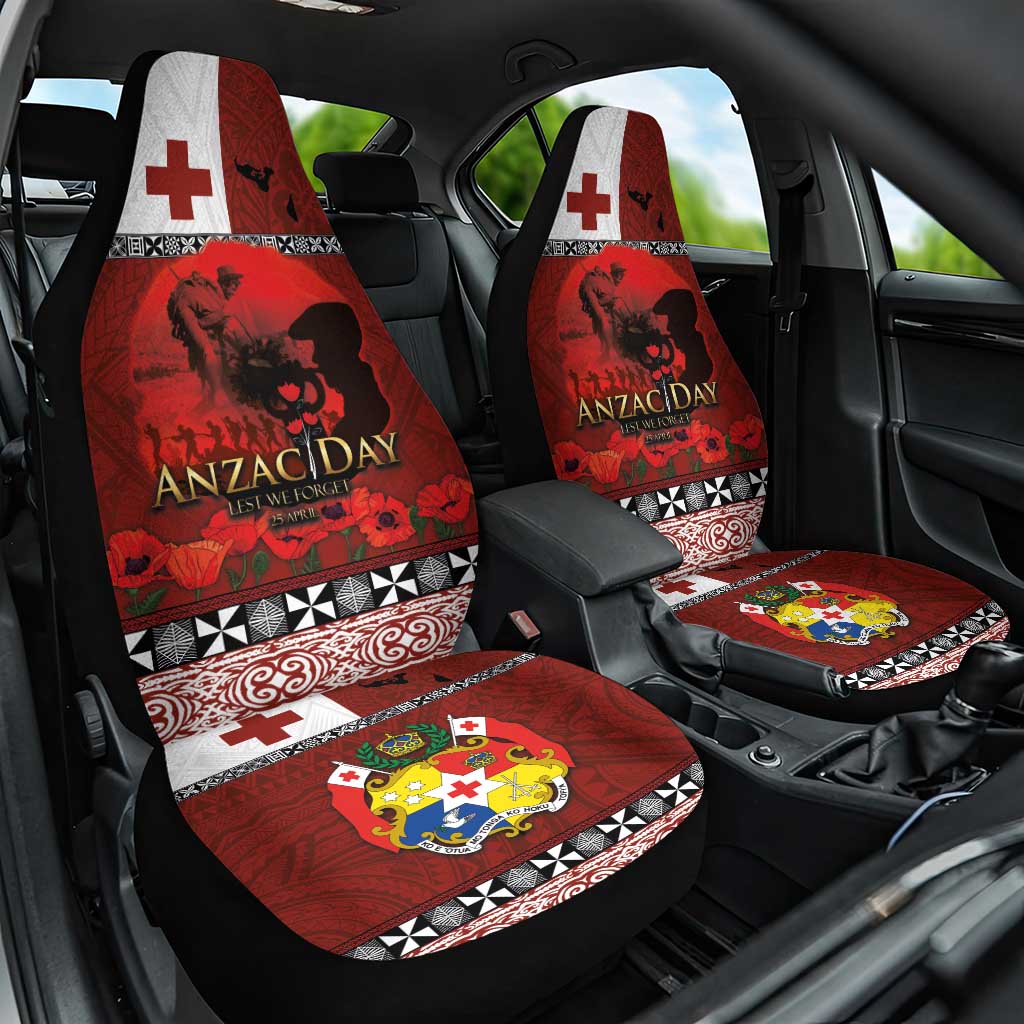 Tonga ANZAC Day Car Seat Cover Gallipoli Lest We Forget Ngatu Art Tribal LT03 One Size Red - Polynesian Pride