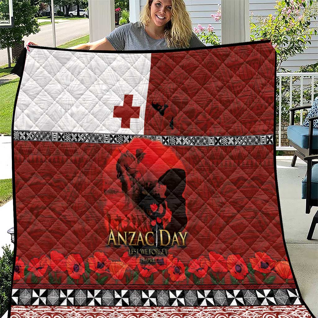 Tonga ANZAC Day Quilt Gallipoli Lest We Forget Ngatu Art Tribal LT03 Red - Polynesian Pride