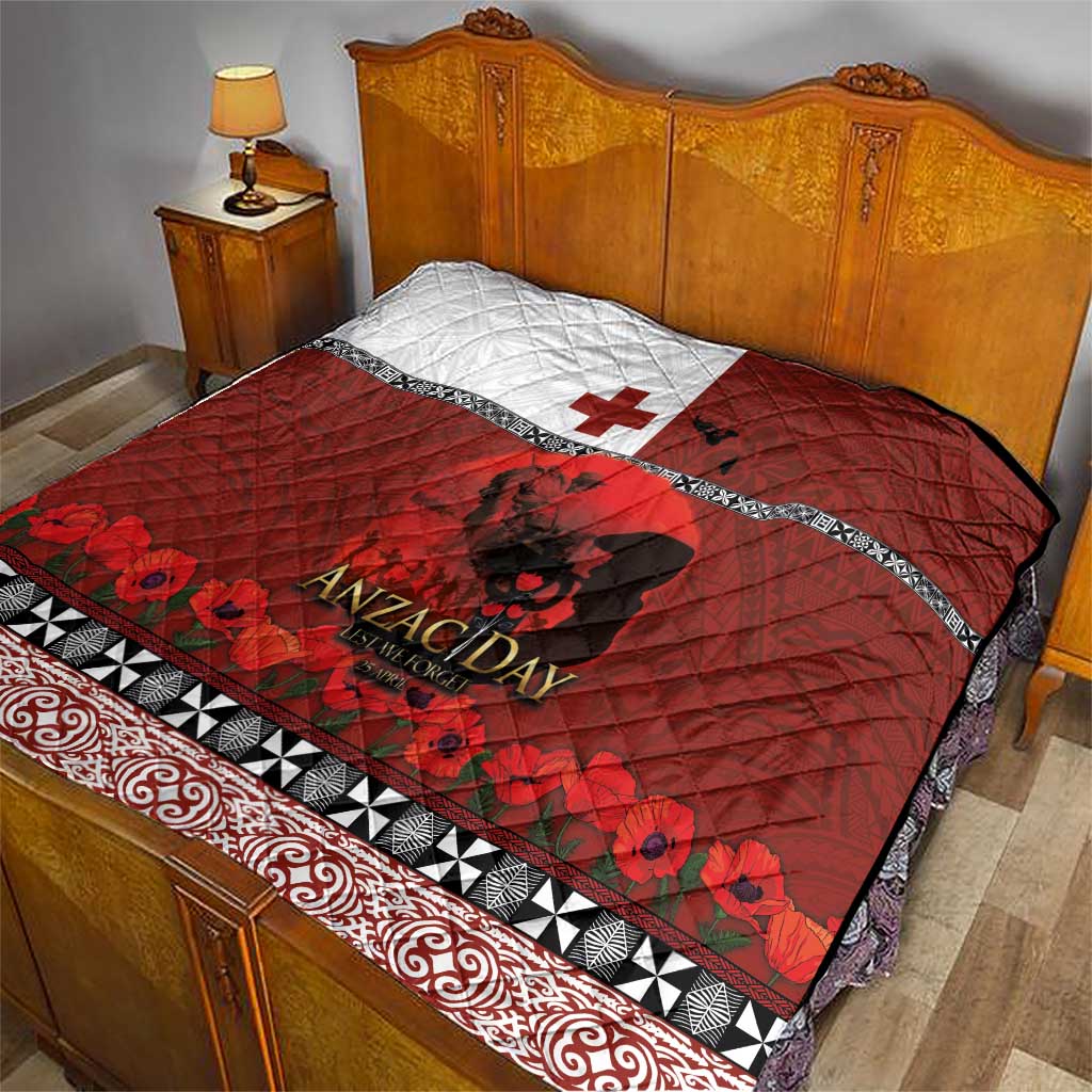 Tonga ANZAC Day Quilt Gallipoli Lest We Forget Ngatu Art Tribal LT03 - Polynesian Pride