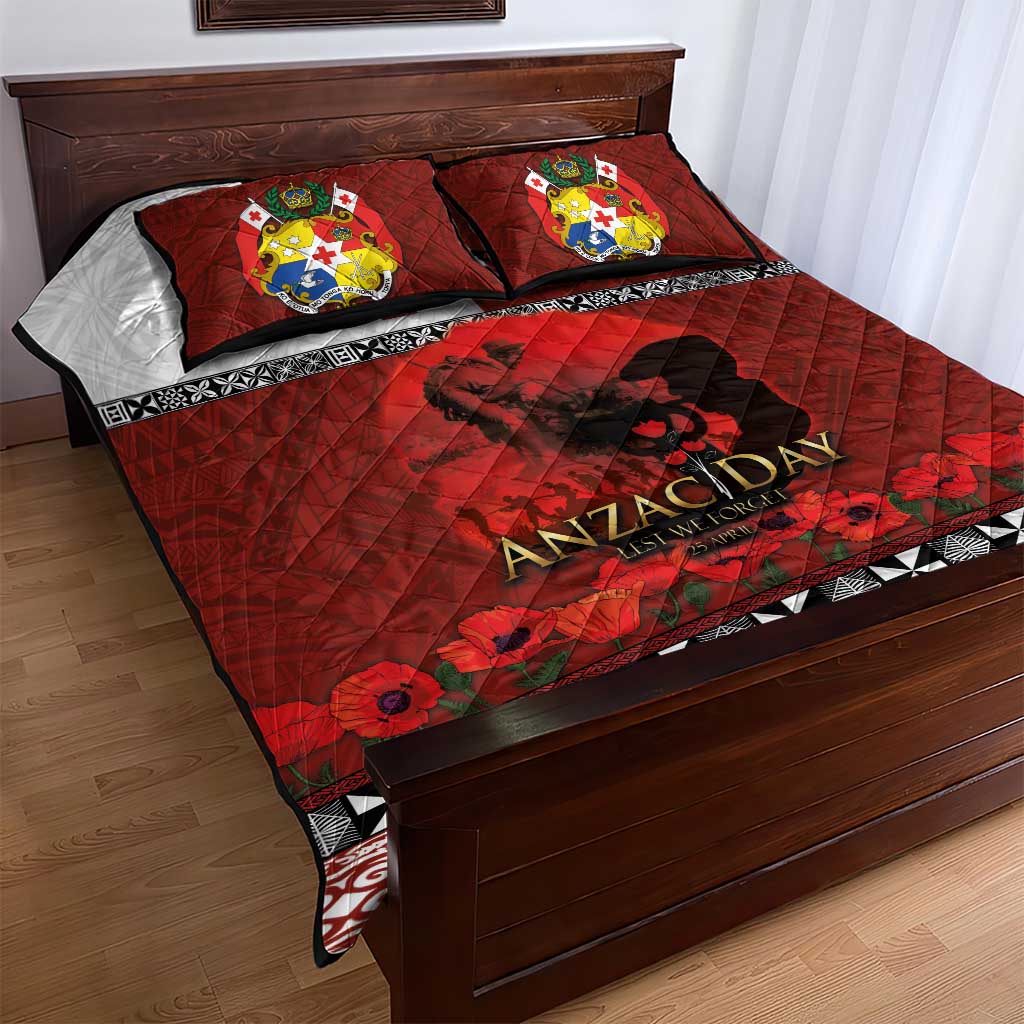 Tonga ANZAC Day Quilt Bed Set Gallipoli Lest We Forget Ngatu Art Tribal LT03 - Polynesian Pride