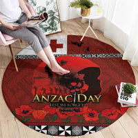 Tonga ANZAC Day Round Carpet Gallipoli Lest We Forget Ngatu Art Tribal LT03 - Polynesian Pride