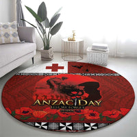 Tonga ANZAC Day Round Carpet Gallipoli Lest We Forget Ngatu Art Tribal LT03 - Polynesian Pride