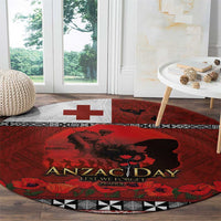 Tonga ANZAC Day Round Carpet Gallipoli Lest We Forget Ngatu Art Tribal LT03 - Polynesian Pride