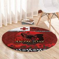 Tonga ANZAC Day Round Carpet Gallipoli Lest We Forget Ngatu Art Tribal LT03 - Polynesian Pride