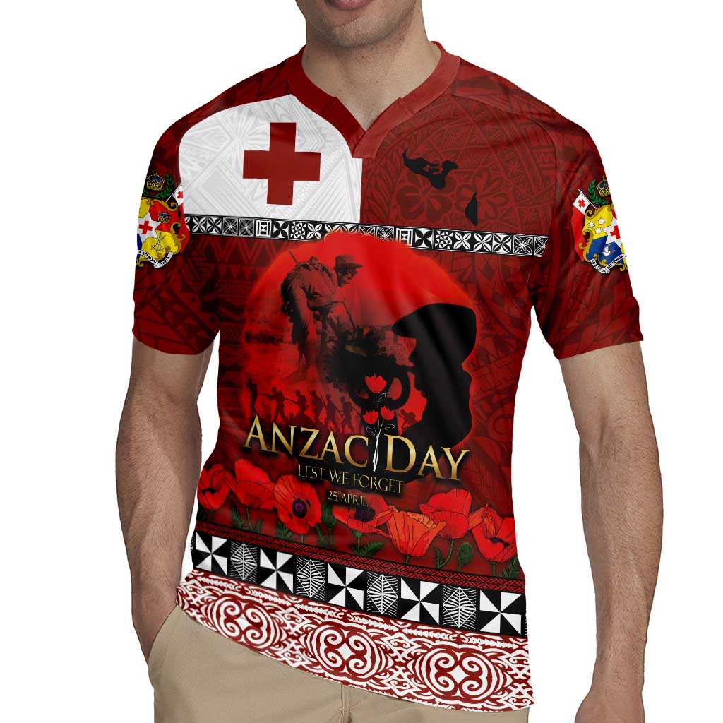 Tonga ANZAC Day Rugby Jersey Gallipoli Lest We Forget Ngatu Art Tribal LT03 - Polynesian Pride