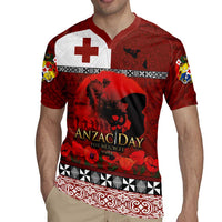 Tonga ANZAC Day Rugby Jersey Gallipoli Lest We Forget Ngatu Art Tribal LT03 - Polynesian Pride