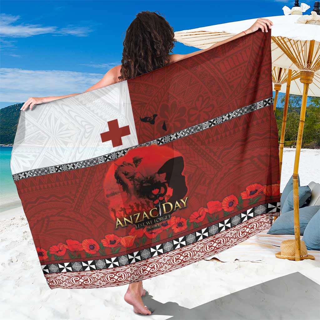 Tonga ANZAC Day Sarong Gallipoli Lest We Forget Ngatu Art Tribal LT03 One Size 44 x 66 inches Red - Polynesian Pride
