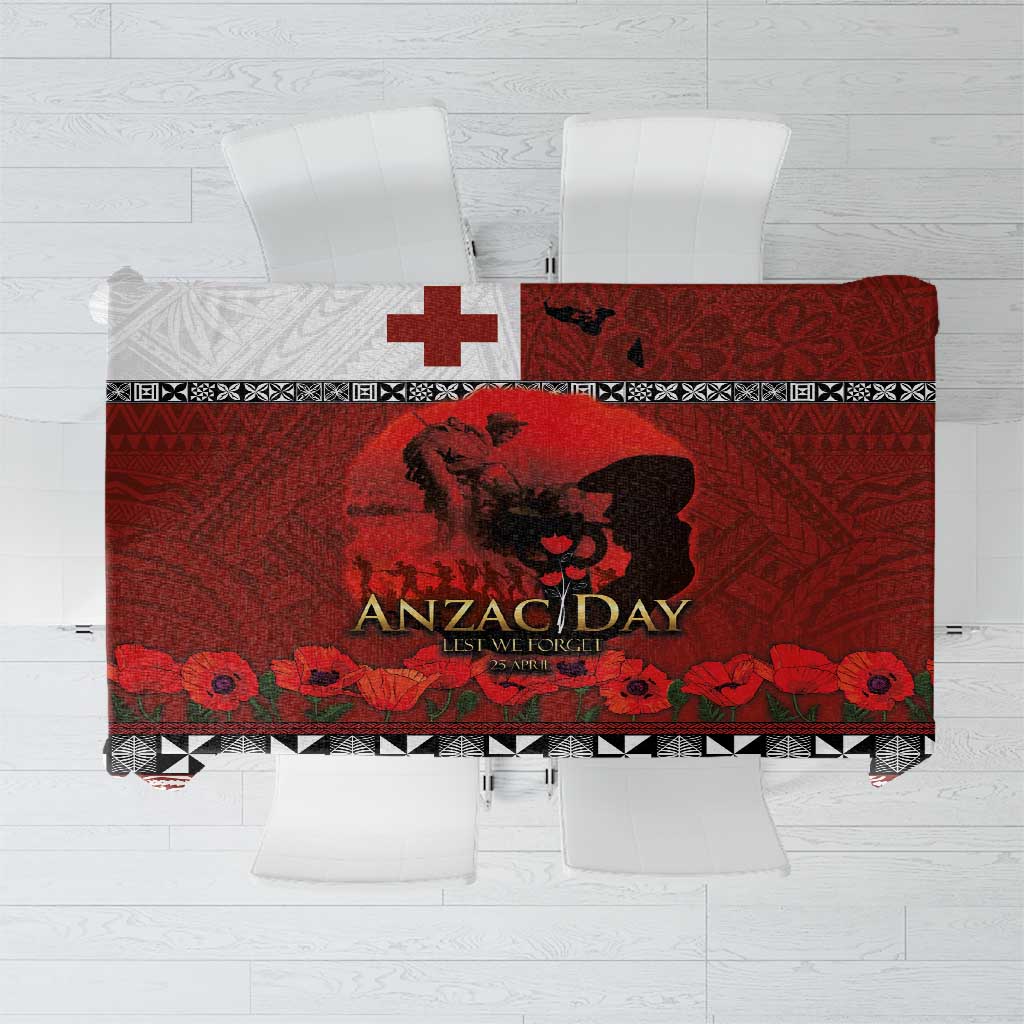 Tonga ANZAC Day Tablecloth Gallipoli Lest We Forget Ngatu Art Tribal