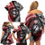 Tonga and New Zealand Together Family Matching Off Shoulder Short Dress and Hawaiian Shirt Ngatu Art Tribal Maori Tattoo and Silver Fern