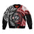 Tonga and New Zealand Together Sleeve Zip Bomber Jacket Ngatu Art Tribal Maori Tattoo and Silver Fern