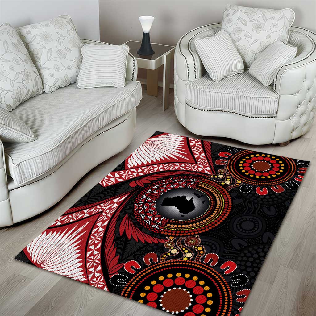 Tonga and Australia Together Area Rug Ngatu Art Tribal Aboriginal Tattoo Pattern LT03 - Polynesian Pride