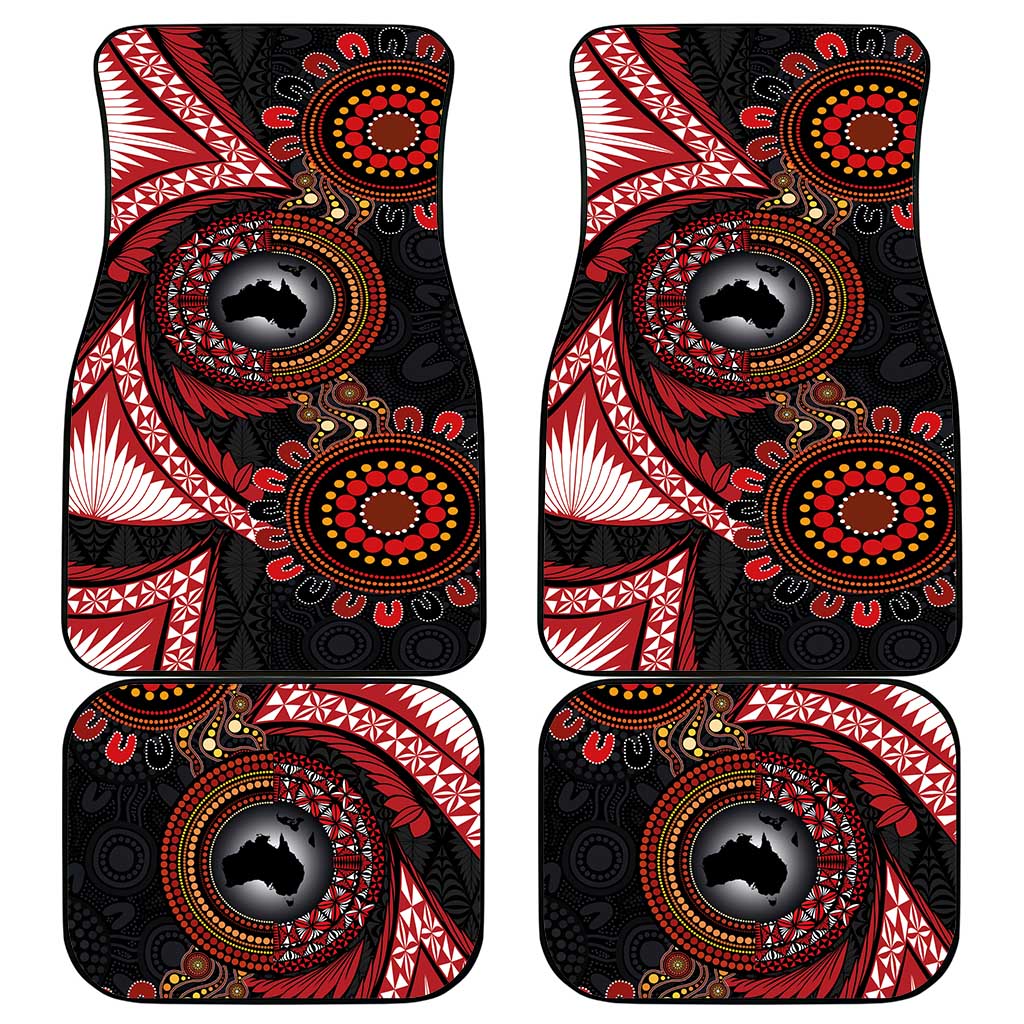 Tonga and Australia Together Car Mats Ngatu Art Tribal Aboriginal Tattoo Pattern LT03 - Polynesian Pride