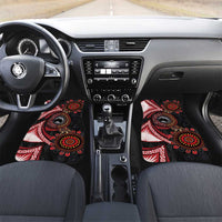 Tonga and Australia Together Car Mats Ngatu Art Tribal Aboriginal Tattoo Pattern LT03 Set 2pcs - Front Black - Polynesian Pride
