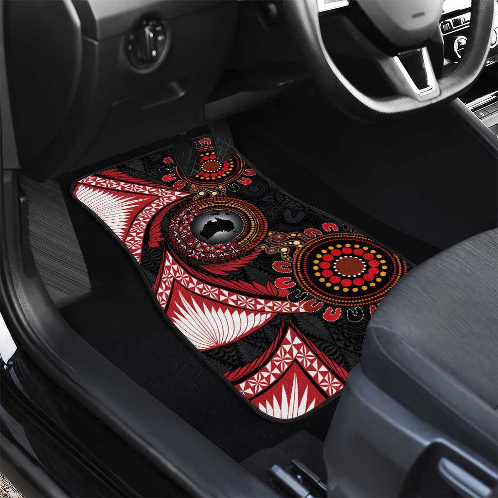Tonga and Australia Together Car Mats Ngatu Art Tribal Aboriginal Tattoo Pattern LT03 - Polynesian Pride