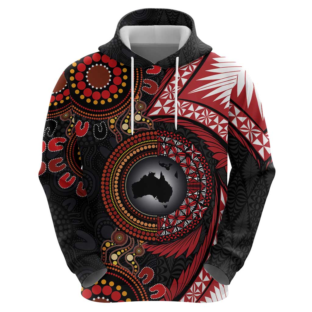 Tonga and Australia Together Hoodie Ngatu Art Tribal Aboriginal Tattoo Pattern LT03 - Polynesian Pride