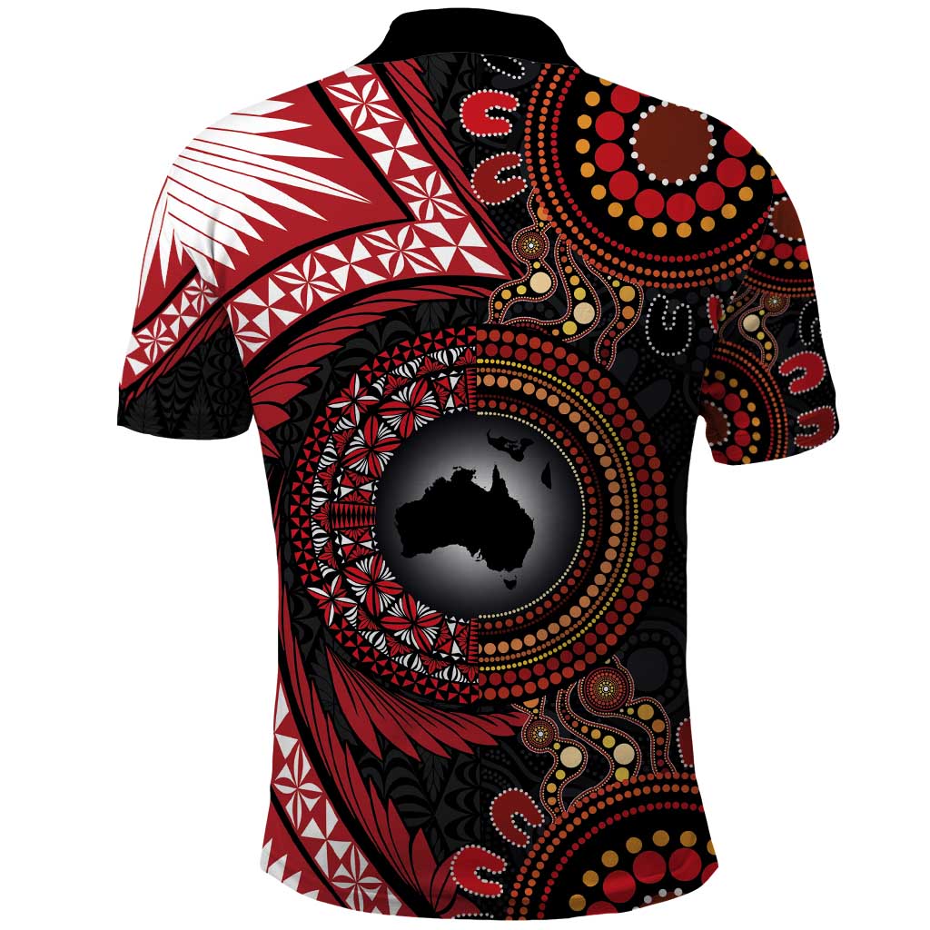 Tonga and Australia Together Polo Shirt Ngatu Art Tribal Aboriginal Tattoo Pattern LT03 - Polynesian Pride