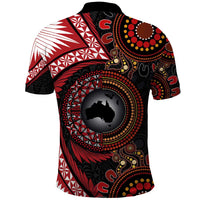 Tonga and Australia Together Polo Shirt Ngatu Art Tribal Aboriginal Tattoo Pattern LT03 - Polynesian Pride