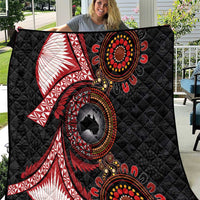 Tonga and Australia Together Quilt Ngatu Art Tribal Aboriginal Tattoo Pattern LT03 Black - Polynesian Pride
