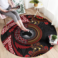 Tonga and Australia Together Round Carpet Ngatu Art Tribal Aboriginal Tattoo Pattern LT03 - Polynesian Pride