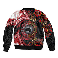 Tonga and Australia Together Sleeve Zip Bomber Jacket Ngatu Art Tribal Aboriginal Tattoo Pattern LT03 - Polynesian Pride