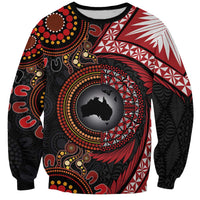 Tonga and Australia Together Sweatshirt Ngatu Art Tribal Aboriginal Tattoo Pattern LT03 Unisex Black - Polynesian Pride