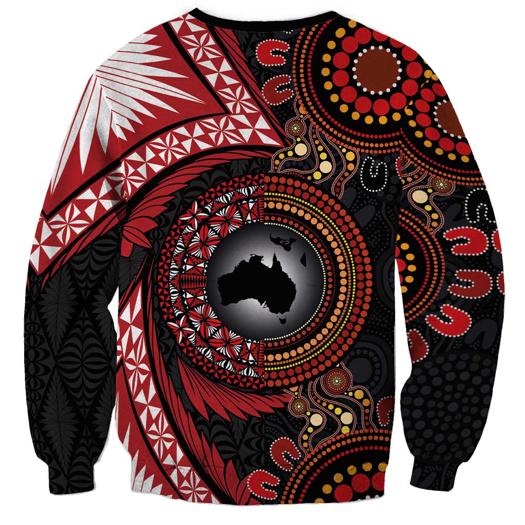 Tonga and Australia Together Sweatshirt Ngatu Art Tribal Aboriginal Tattoo Pattern LT03 - Polynesian Pride