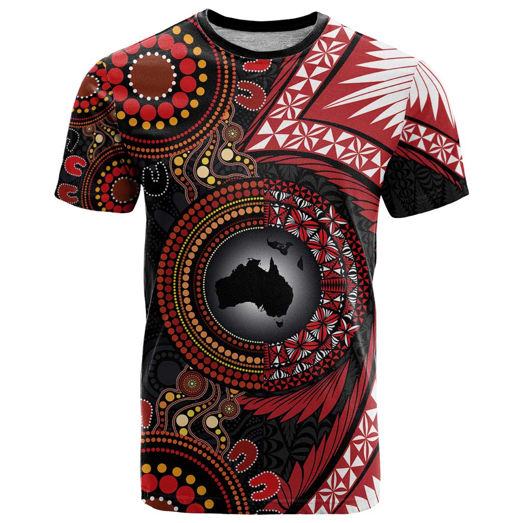 Tonga and Australia Together T Shirt Ngatu Art Tribal Aboriginal Tattoo Pattern