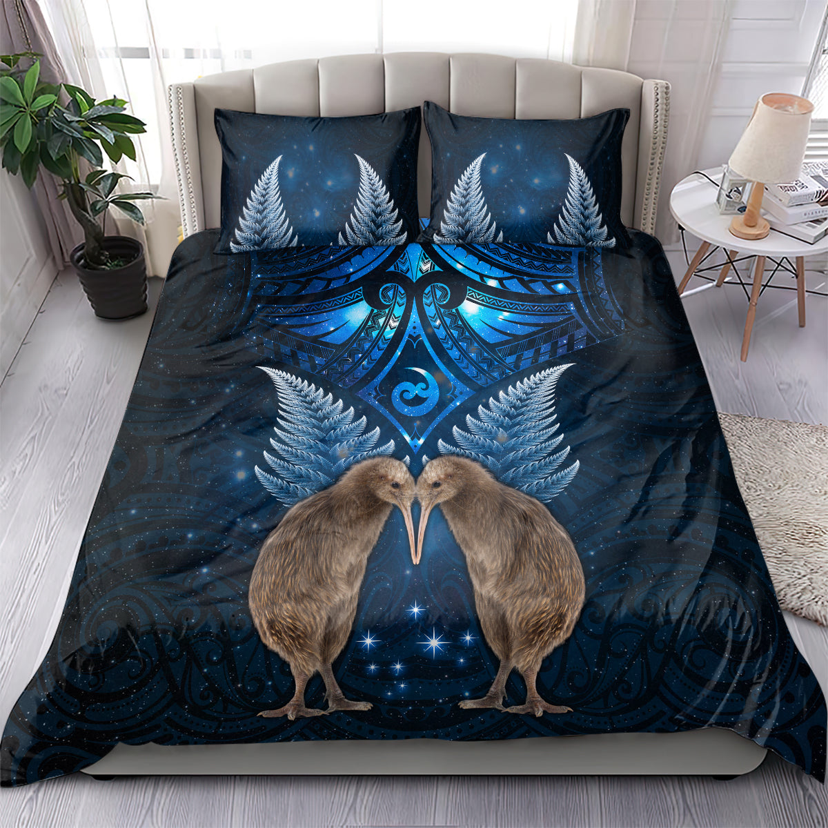 New Zealand Maori Matariki Bedding Set Hongi Kiwi Bird and Silver Fern LT03 - Polynesian Pride