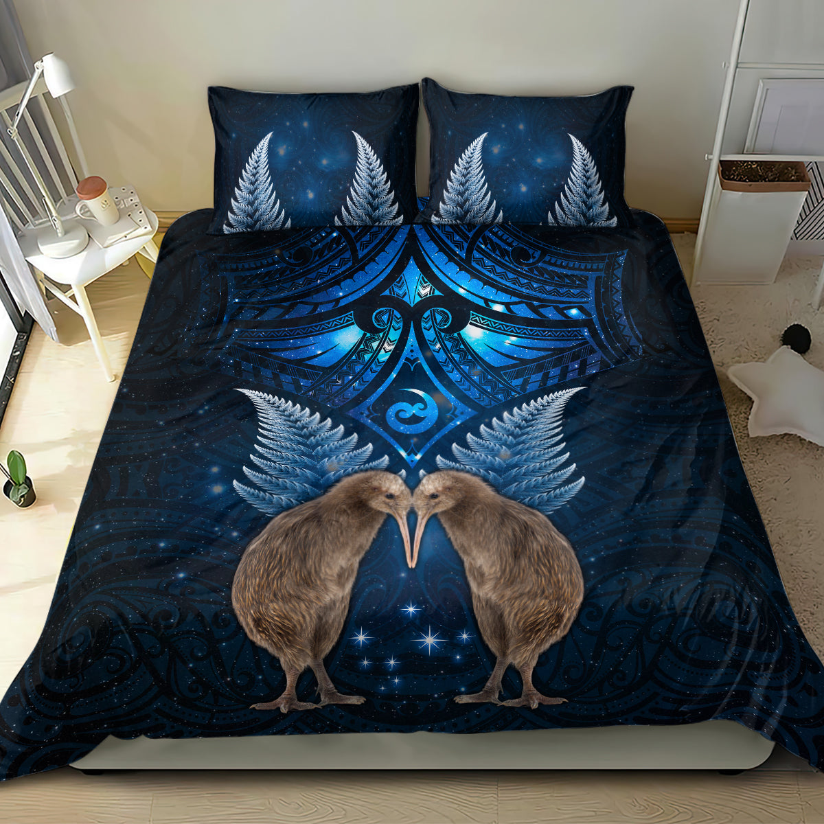 New Zealand Maori Matariki Bedding Set Hongi Kiwi Bird and Silver Fern LT03 - Polynesian Pride