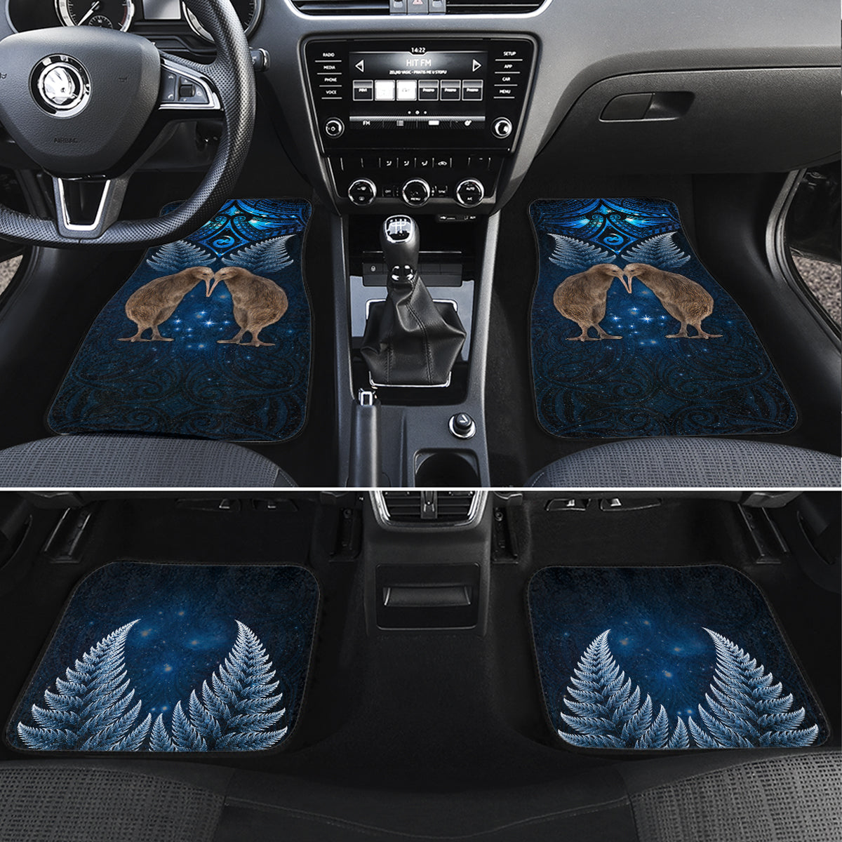 New Zealand Maori Matariki Car Mats Hongi Kiwi Bird and Silver Fern LT03