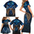 New Zealand Maori Matariki Family Matching Short Sleeve Bodycon Dress and Hawaiian Shirt Hongi Kiwi Bird and Silver Fern LT03