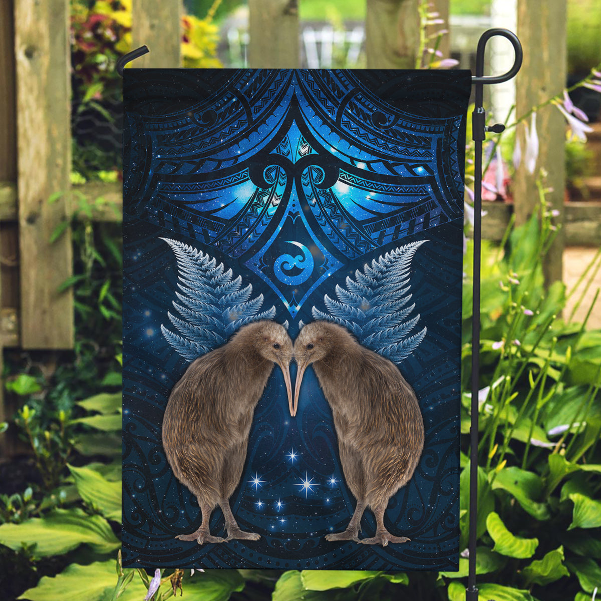 New Zealand Maori Matariki Garden Flag Hongi Kiwi Bird and Silver Fern LT03