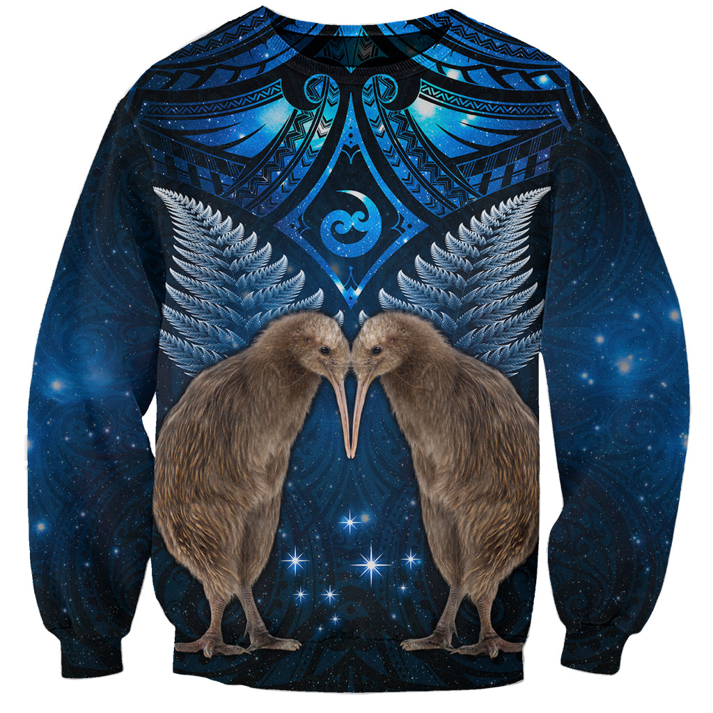 New Zealand Maori Matariki Sweatshirt Hongi Kiwi Bird and Silver Fern LT03