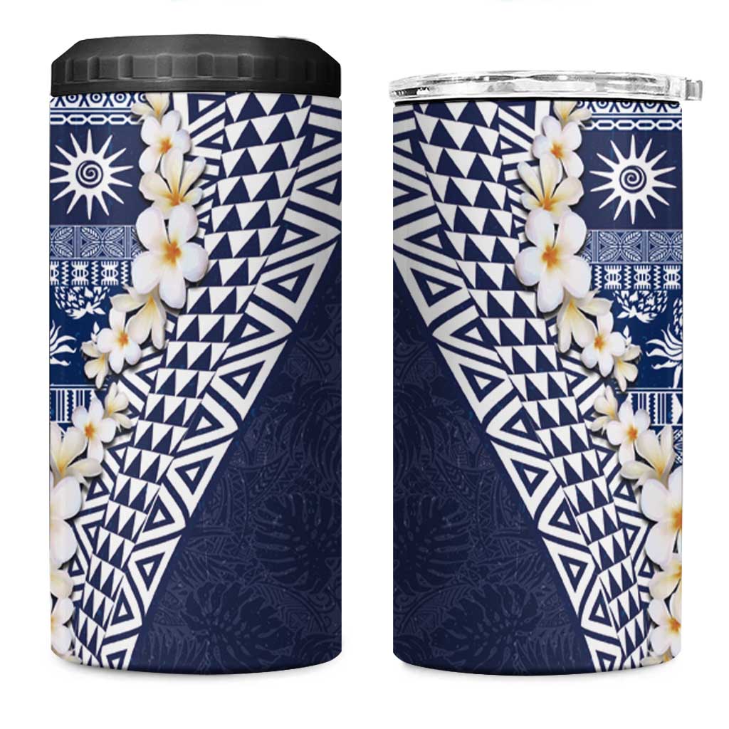 Hawaii Plumeria Tribal Vintage 4 in 1 Can Cooler Tumbler Special Blue LT03 One Size: 16 oz Blue - Polynesian Pride