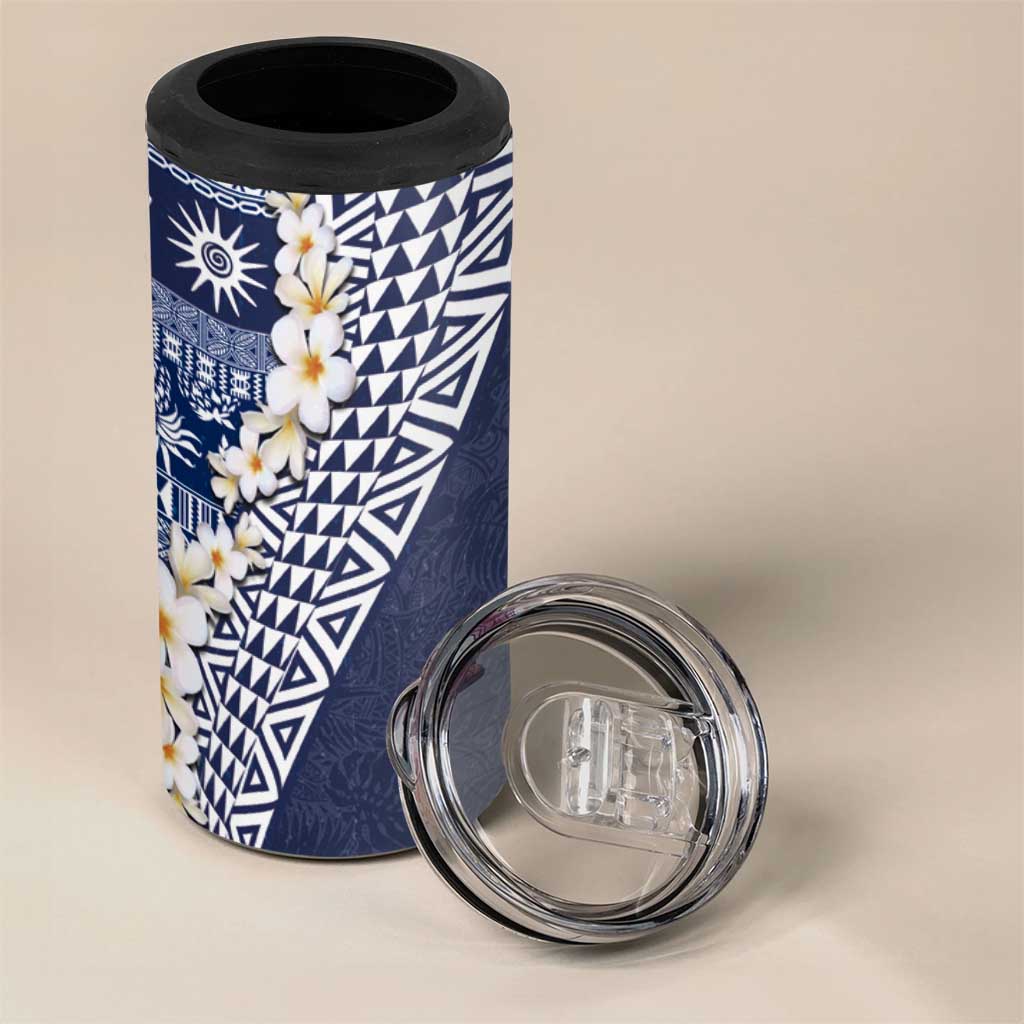 Hawaii Plumeria Tribal Vintage 4 in 1 Can Cooler Tumbler Special Blue LT03 - Polynesian Pride